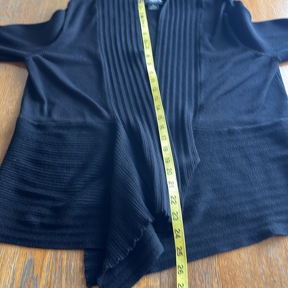 Liz Claiborne Black Open Front Cardigan Ribbed Neckline - Picture 6 of 10